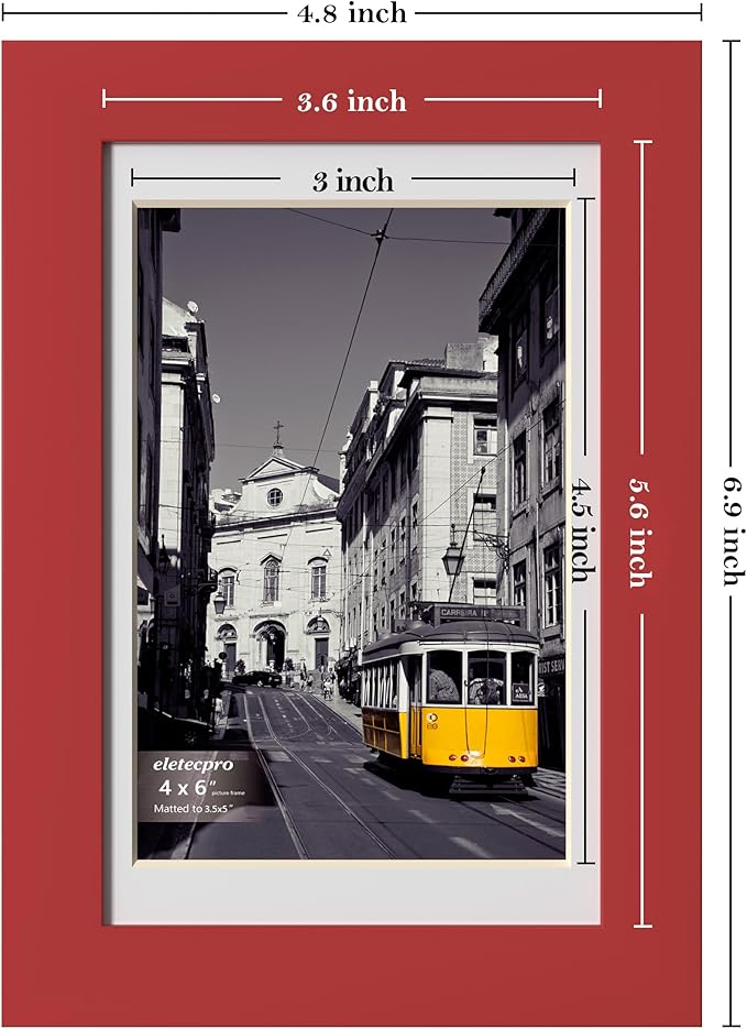 eletecpro 4x6 Picture Frames Set of 10, Picture Frame Collage Wall Decor Display 3.5x5 Photo with Mat or 4x6 without Mat, Home Decor Gallery Frame for Table Top or Wall Mounting, Red