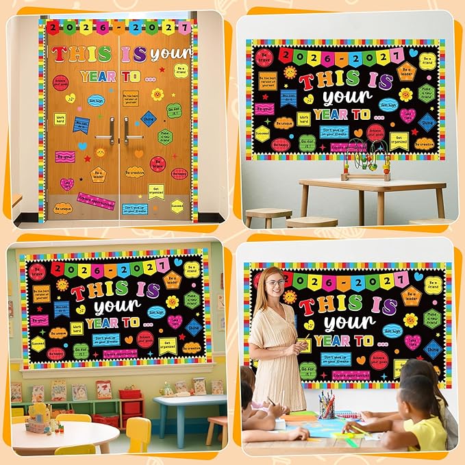 This is Your Year to Bulletin Board Set Welcome Back to School Classroom Decoration Positive Affirmation Paper Cutouts Colorful Inspirational Bulletin Board for 2027 Nursery Chalkboard Wall Door Decor