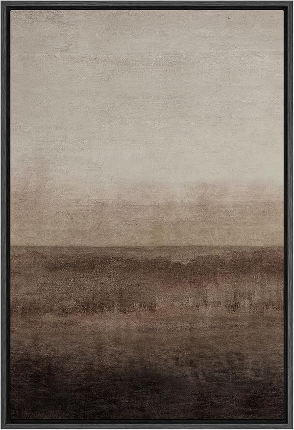 SIGNFORD Framed Canvas Print Wall Art Abstract Brown and Beige Landscape Illustrations Minimalism Chic Relax/Calm Multicolor Warm for Living Room, Bedroom, Office - 24"x36" Black