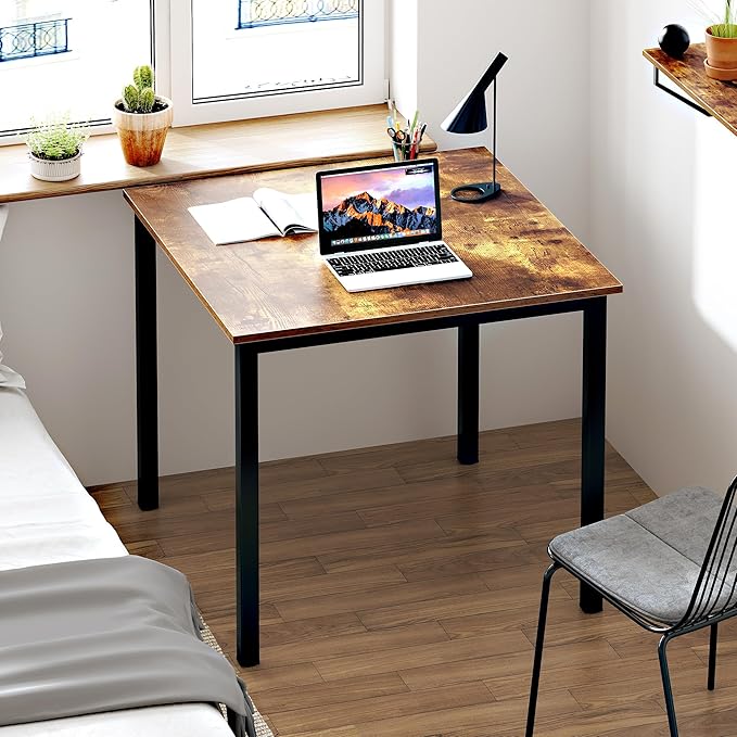 SogesHome 31.5inches Computer Desk PC Desk Office Desk Workstation for Home Office Use Writing Table, Vintage Brwon(31.5''Lx31.5''W)