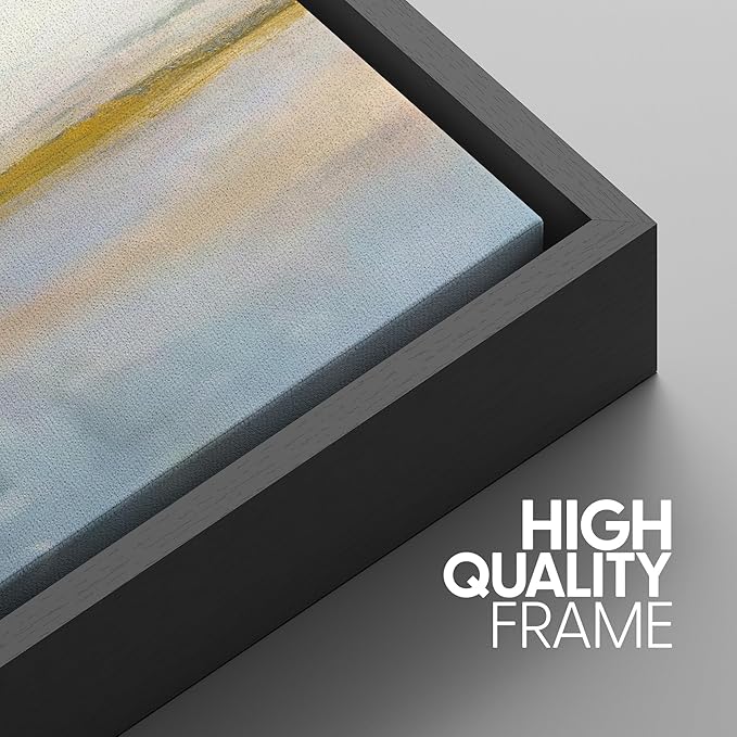 SIGNWIN Framed Canvas Print Wall Art Set Grunge Watercolor Pastel Lake Landscape Nature Abstract Illustrations Fine Art Decorative Nordic Rustic for Living Room, Bedroom, Office - 16"x24"x3 Black