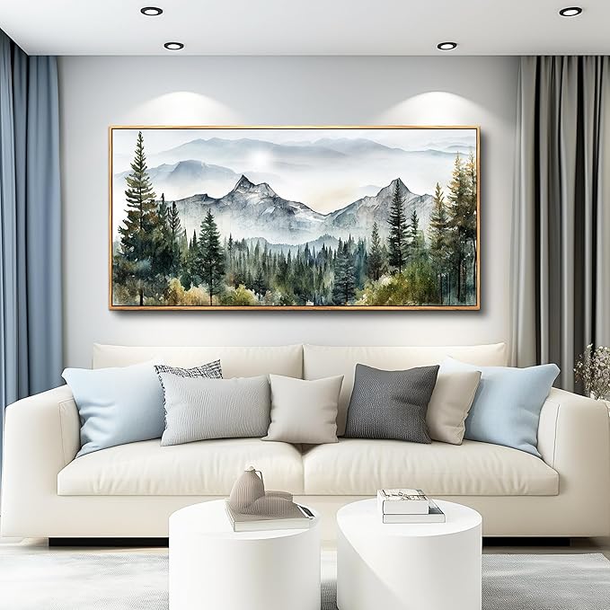 hyidecorart Abstract Mountain Scenery Paintings Wall Pictures Artworks Large Wall Art For Living Room Wood Framed Decorations For Bedroom Office Canvas Wall Decor Ready To Hang Home Decoration