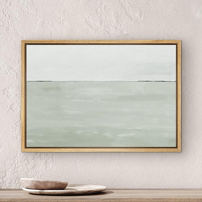 SIGNWIN Framed Canvas Print Wall Art Gray Watercolor Pastel Color Field Abstract Shapes Illustrations Modern Art Decorative Contemporary Chic Minimal for Living Room, Bedroom, Office - 16"x24" NATURAL