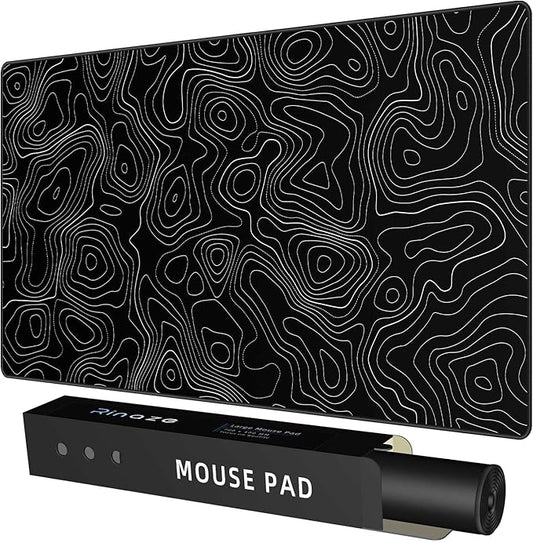 Extra Large Gaming Mouse Pad with Black Topographic, XXL Mousepad, Big Mouse Mat Desk Pad, Non Slip Keyboard Pad for Gaming Computer Laptop PC Office Desk Accessories