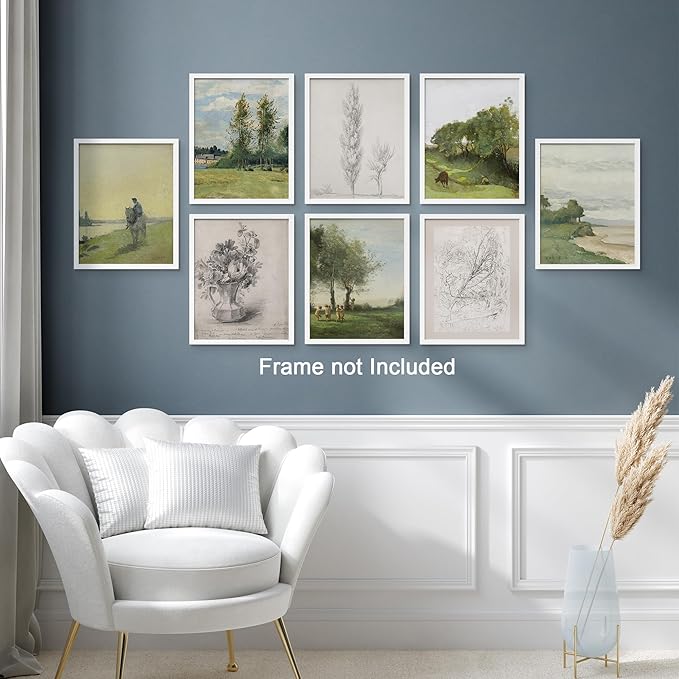 SIGNWIN Adhesive Canvas Poster Bathroom Decor, Wall Art Room Decor Multicolor for Living Room, Bedroom, Office Floral Botanical Flower Forest Landscapes Vintage Illustrations Bohemian - 12"x16"x 8