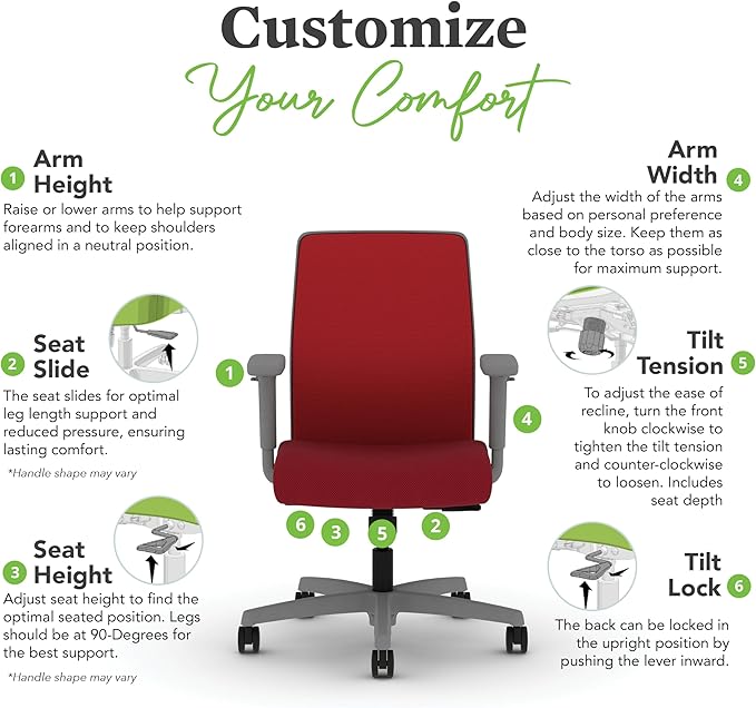 HON Ignition 2.0 Low Back Task Chair, Spectrum Mesh, Standard Synchro-Tilt Control, Office Chair with Lumbar Support, Height and Width Adjustable Arms, Titanium Frame, Bullseye