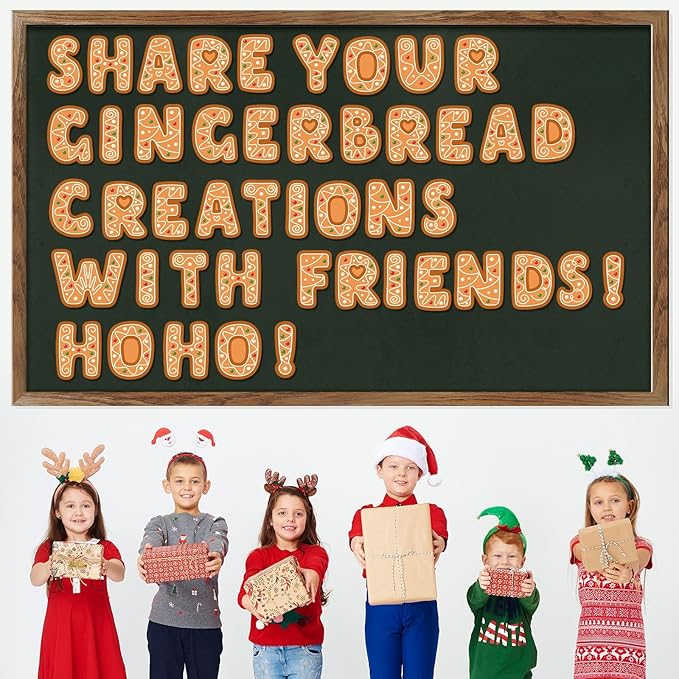 150 PCS Large 6" Bulletin Board Letters Set, Gingerbread Classroom Alphabet Cutout Letter for Christmas Bulletin Board Display Home School, A Great Helper to Inspire Students' Learning Interest