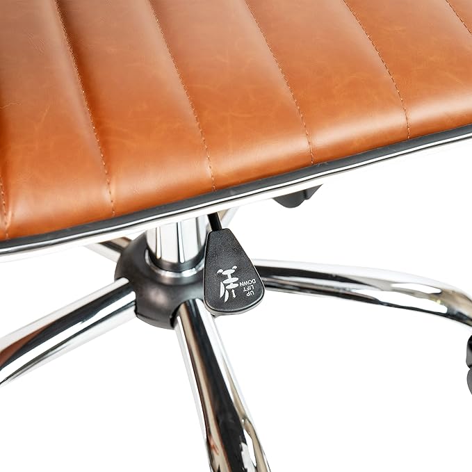 Flash Furniture Alan Office Task Chair - Brown Vinyl - Chrome Frame - Armless - Ribbed Back and Seat - Low Back Design