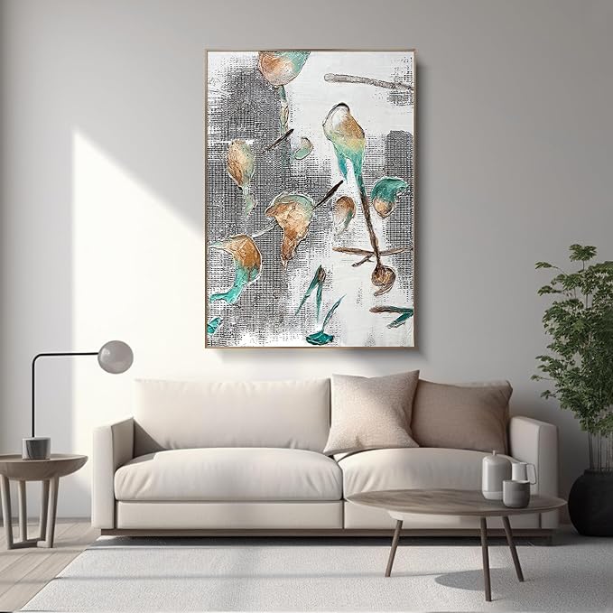 BrightA Large-scale hand-painted wall artworks in natural colors. Large-sized texture-based abstract decorations. Suitable for sofa background walls in living rooms, bedhead walls in bedrooms, corridors, and exhibition hall decorations 67"x98.4"