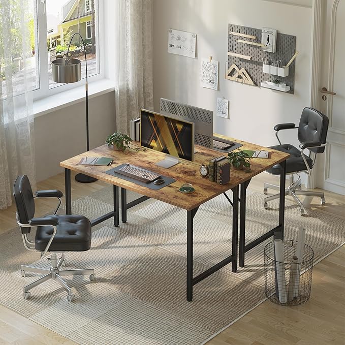 Grandder 32 inch Computer Desk, Small Home Office Desk Study Writing Kid Table for Small Spaces, Simple PC Work Desk, Adjustable Feet, Rustic Brown