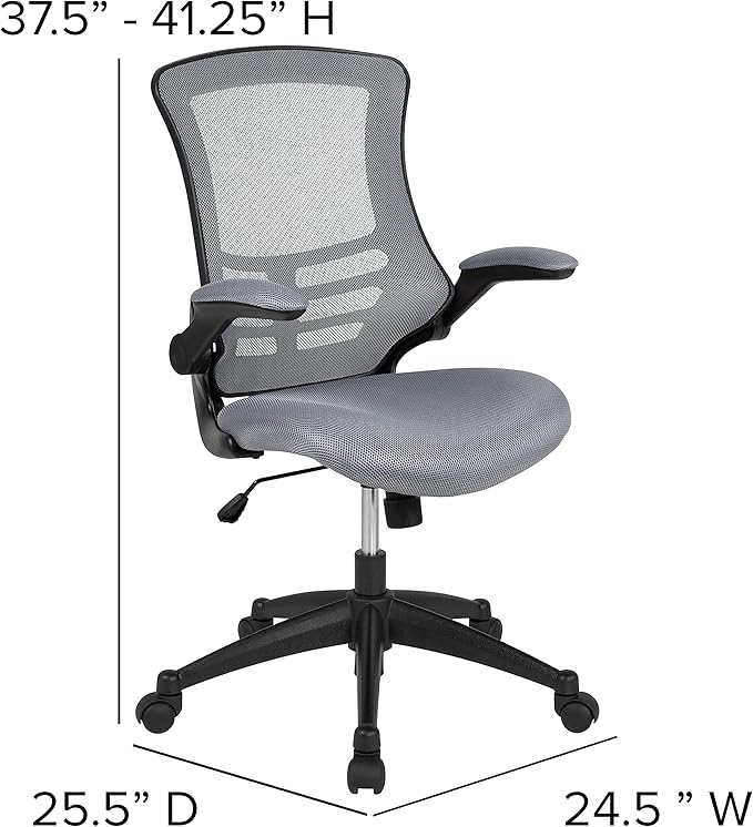 Flash Furniture Kelista Office Chair, Ergonomic, Mid-Back, Dark Gray Mesh with Swivel