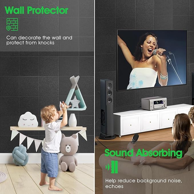 Large Cork Board for Office Wall Decor,36"x24"-6 Pack Felt Wall Tiles with Safe Removable Adhesive Tabs, Thicker 0.47in, Felt Bulletin Board Pin Board Cork Boards for Walls - Dark Gray