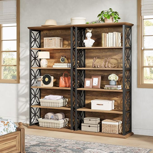 Tribesigns 6-Tier Tall Bookshelf, 71" Industrial Bookcase with Metal Frame, Freestanding Open Storage Shelves for Home Office, Living Room, Bedroom