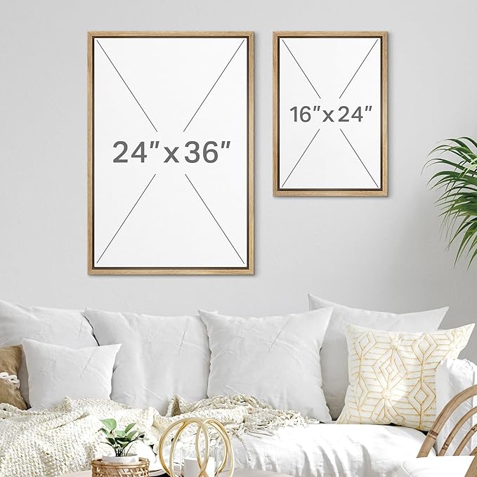 SIGNFORD Framed Canvas Print Wall Art Golden Ember Abstract Deep Black and Warm Ochre Gradient Illustration Modern Art Decorative Chic Relax/Zen for Living Room, Bedroom, Office - 24"x36" Natural