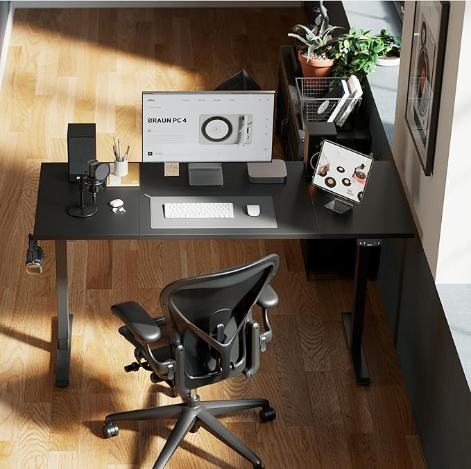 Agilestic Electric Standing Desk, Large 63 x 24 Inches Height Adjustable Desk, Sit Stand up Desk for Work Office Home, Splice Board, Black