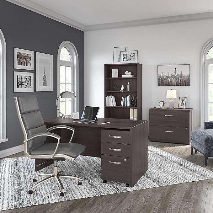 BUSH BUSINESS FURNITURE STC014SG Desk and File, 60W x 30D, Storm Gray