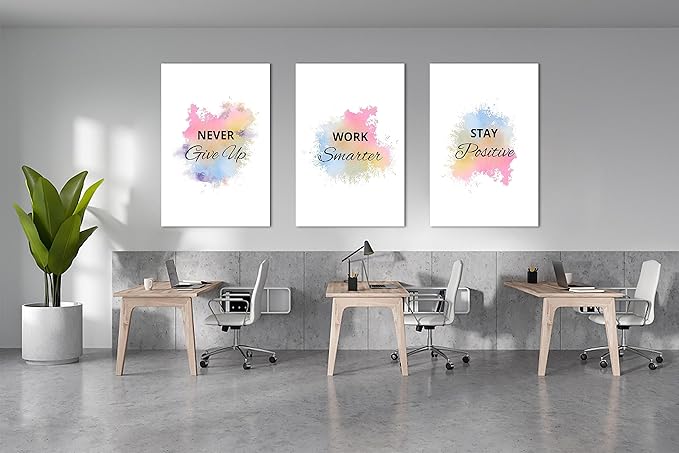 3 Piece Office Canvas Wall Art, Motivational Quotes Colorful Canvas Print Pictures Wall Decor for Office, Men Women Inspirational Framed Artwork Home Office Decor Ready to Hang 24"x36" x 3 Pcs