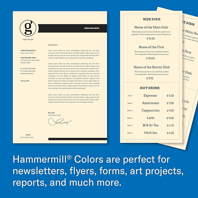 Hammermill Colored Paper, 20 lb Ivory Printer Paper, 8.5 x 11 - Made in the USA, Pastel Paper, 103176R - 1 Ream (500 Sheets)