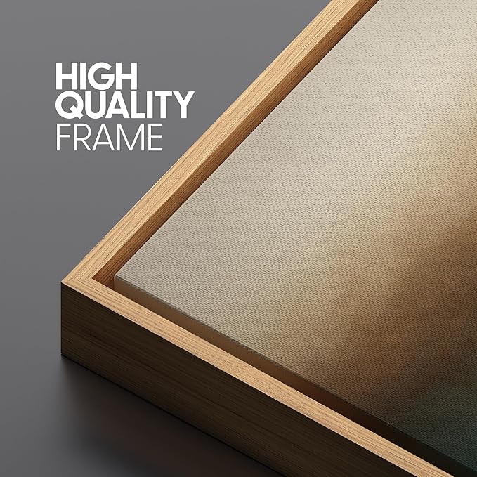 SIGNFORD Framed Canvas Print Wall Art Vertical Ombre Gradient in Beige Brown Teal and Black Illustrations Modern Art Decorative Relax/Zen Nordic for Living Room, Bedroom, Office - 16"x24" Natural