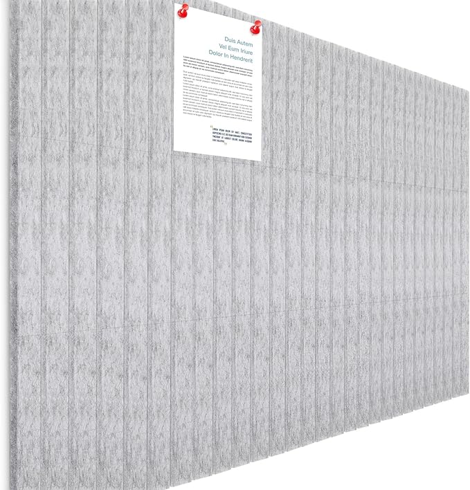 Honoson 12 Pack 47" x 35" Large Cork Board Alternative Felt Bulletin Board Wall Tiles with Safe Square Adhesive Large Roll Cork Tiles for Walls Organize Home Office Classroom Pin Panels(Marble Gray)
