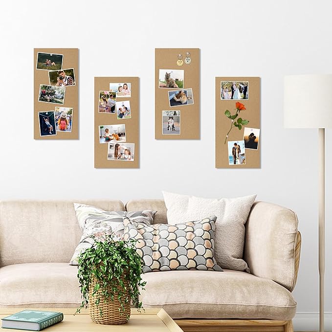 Cork Board 17"x 8" Tiles Bulletin Board 6Pack, 1/2" Thick Self-Adhesive Cork Boards for Walls, Corkboards for Office Home School Message Board or Vision Board Decoration