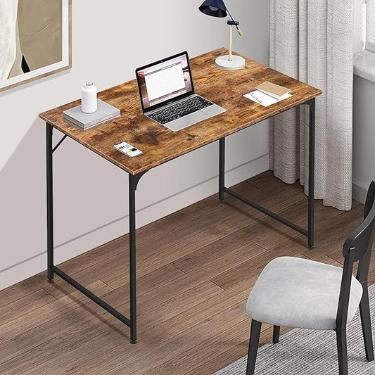 BLKMTY 32" Computer Desk, Home Office Writing Desk Wood PC Study Table Work Desks Modern Simple Style Laptop Table with Metal Frame and Smooth Tabletop for Workstation Bedroom, Vintage
