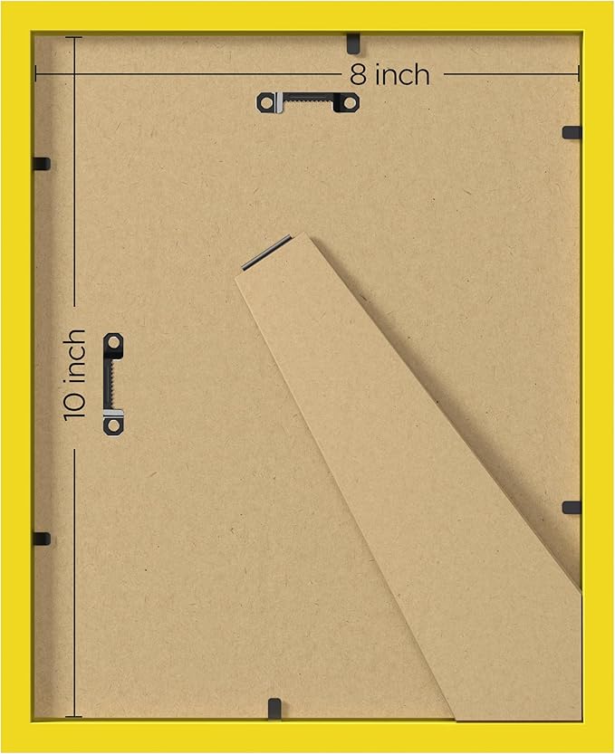 eletecpro 8x10 Picture Frames Set of 10, Picture Frame Collage Wall Decor Display 5x7 Photo With Mat or 8x10 without Mat, Home Decor Gallery Frame for Table Top or Wall Mounting, Yellow