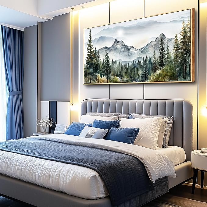 hyidecorart Abstract Mountain Scenery Paintings Wall Pictures Artworks Large Wall Art For Living Room Wood Framed Decorations For Bedroom Office Canvas Wall Decor Ready To Hang Home Decoration