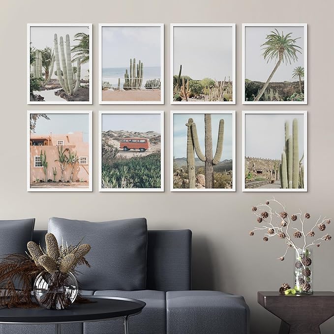SIGNWIN Framed Poster Wall Art Set of Cactus Desert Nature Wilderness for Living Room, Bedroom, Office - 11"x14"x 8 White