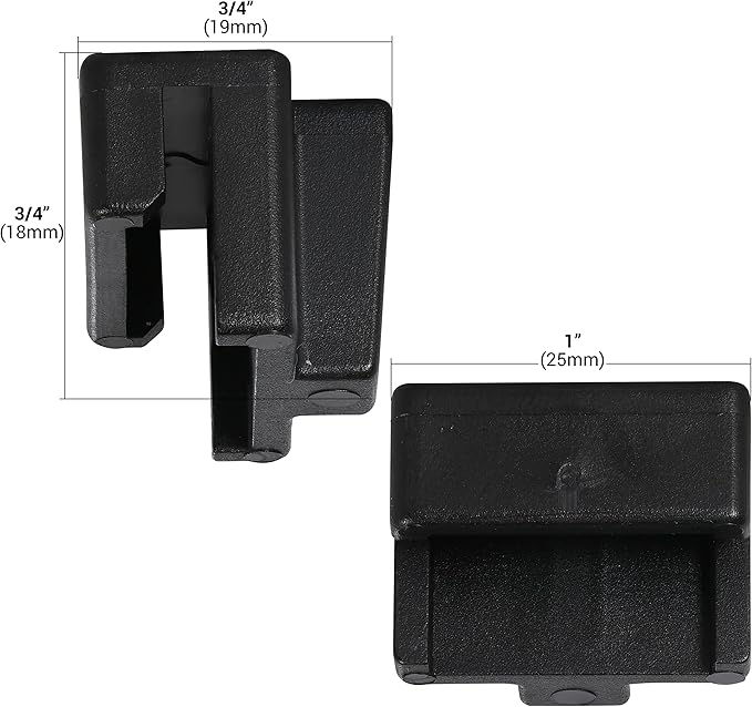 10 Pack Rok Hardware Plastic Rail Clip for Hanging File Cabinet Organizer System, Lateral Bracket, Black, R3308