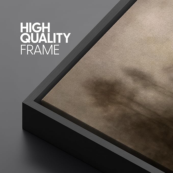 SIGNFORD Framed Canvas Print Wall Art Moody Misty Landscape with Trees and Water Abstract Illustrations Digital Art Modern Art Decorative Multicolor Rustic Minimal for Bedroom - 24"x36" BLACK