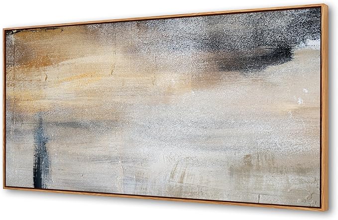Baisuwallart WKBS0375Wall Art Decor Large Canvas Print Picture Gray and Black Abstract Painting Artwork for Office Wall Decor Home Decoration Natural Wood Framed Ready to Hang Artwork