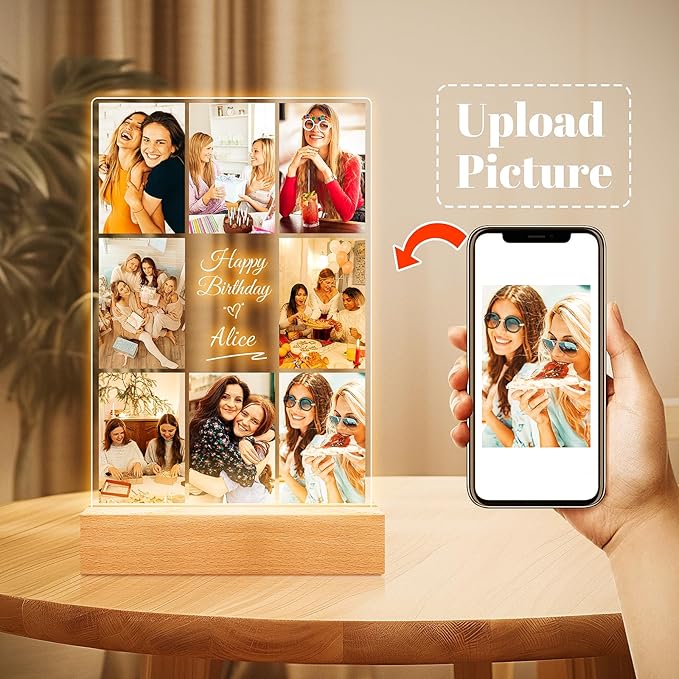 Custom Picture Frames with Photos, Personalized Picture Frame, Customized Photo Frame, Personalized Anniversary Birthday Gifts for Women Men Her Him Wife Mom Dad Kid Baby Family Best Friends