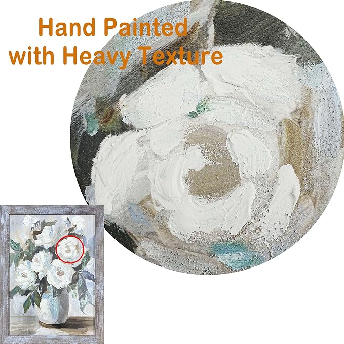 UTOP-art Flower Wall Decor Artwork - Elegant Floral Canvas Picture with Blue Accents for Bathroom Bedroom Gift 24"x18"