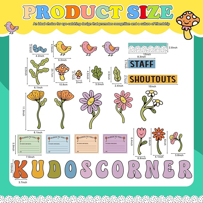 Bulletin Board Kit Staff Shout Out Kudos Corner Decoration Set Employee Gratitude and Recognition Bulletin Board Set with 20 pcs Cutouts for School Classroom Office Wall Door Decor Supplies