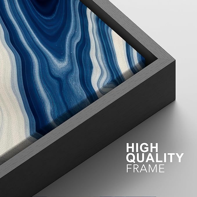 SIGNFORD Framed Wall Art Print Set Blue and Green Marble Swirl Abstract Bold Digital Art Modern Art Contemporary for Living Room, Bedroom, Office - 16"x24"x3 BLACK