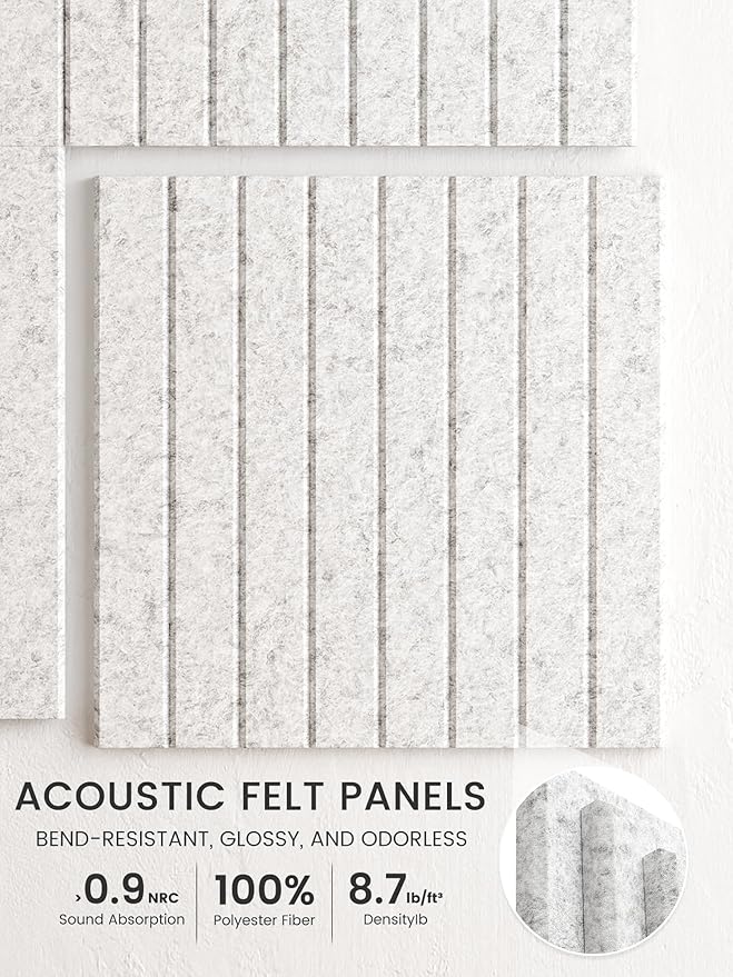 Bumusty Large Cork Board Alternative-36 x 24" Felt Bulletin Board Tiles, with 30 Pushpins, 40 Adhesive Tabs, 6-Pack Slat Wall Paneling, Cork Boards for Office Push Pin Board Felt Board-Light Gray