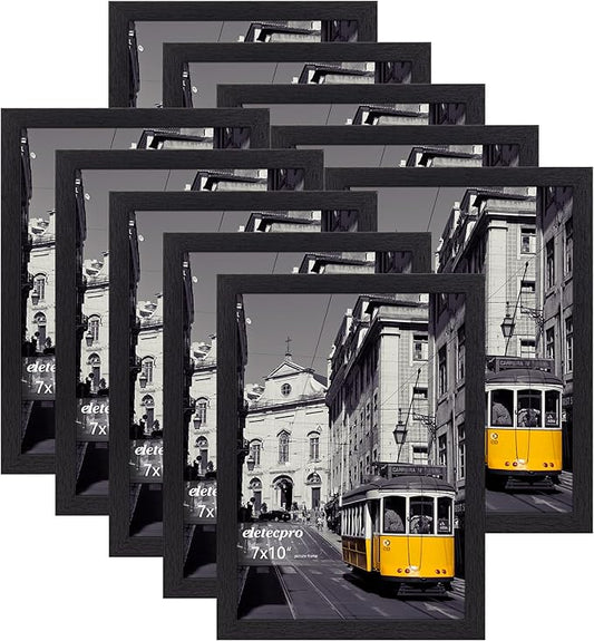 eletecpro 7x10 Picture Frames Set of 10, Picture Frame Collage Wall Decor Display 7x10 Photo, Home Decor Gallery Frame 7 x 10 for Table Top or Wall Mounting, Black