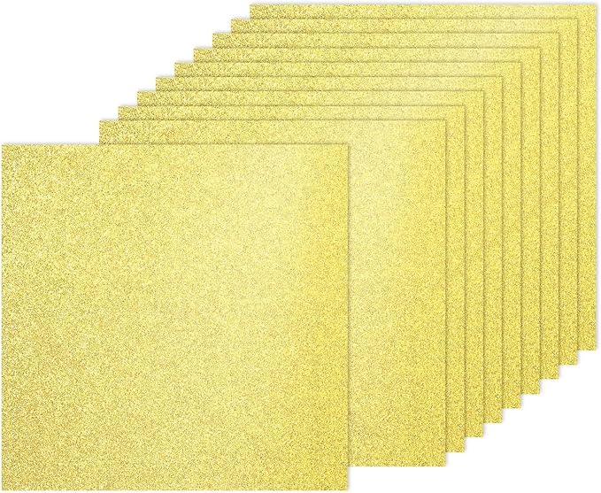 PATIKIL 20Sheets Light Gold Glitter Cardstock, 12x12In Glitter Paper Card Stock Shiny Scrapbook 250gsm Sparkly Paper Large Shimmer for Crafts Scrapbook DIY Art Wedding Party