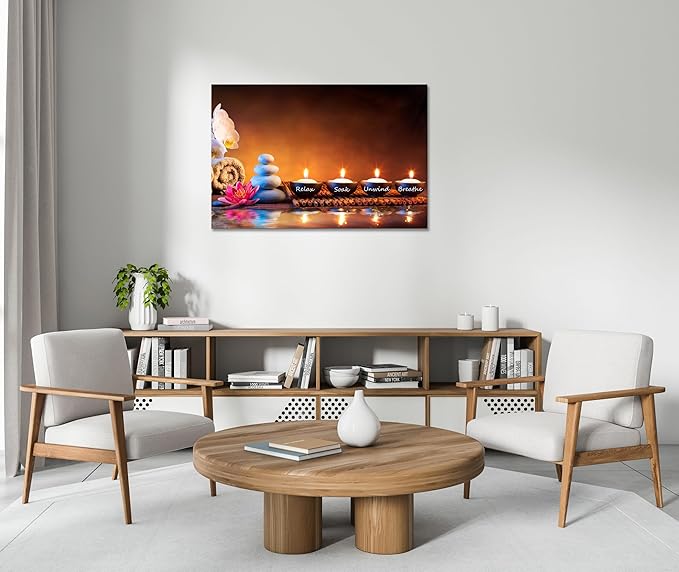 Lotus Flower Wall Art Inspirational Canvas Prints Yoga Quotes Poster Positive Relax Prints Pictures for Zen Office Wall Decor Framed Artwork Ready to Hang (12.00" x 16.00")