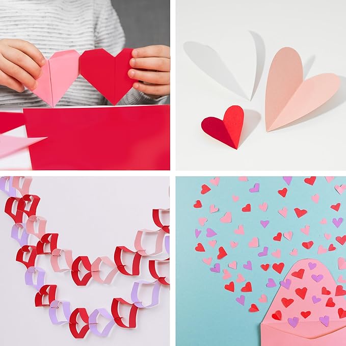 PrintWorks Valentine Paper 8.5" x 11" - 300 Sheets - 4 Colors (Red, Pink, White, & Orchid) - Ideal for School & Craft Projects - Made in The USA - 20 lb/75 GSM, 24 lb/89 GSM, 28 lb/105 GSM (00585)