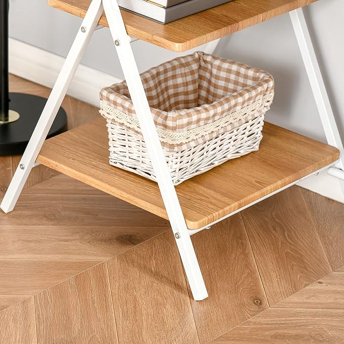 HOMCOM Computer Desk with Storage Shelves, Writing Desk for Home Office, Study Workstation, Natural