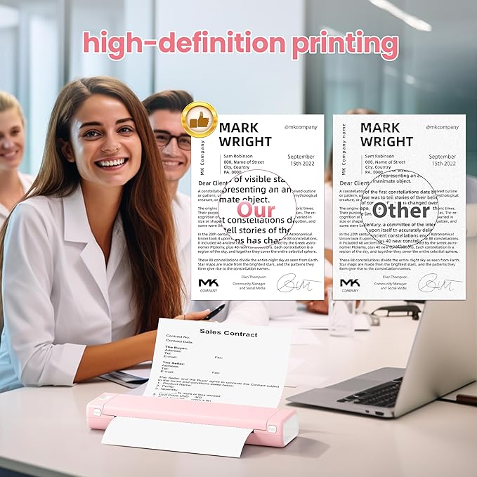 Phomemo Portable Printers Wireless for Travel, Support 8.5" X 11" Thermal Paper, Bluetooth Thermal Printer Compatible with iOS, Android & Laptop, Inkless Mobile Printer for Office, Home, School