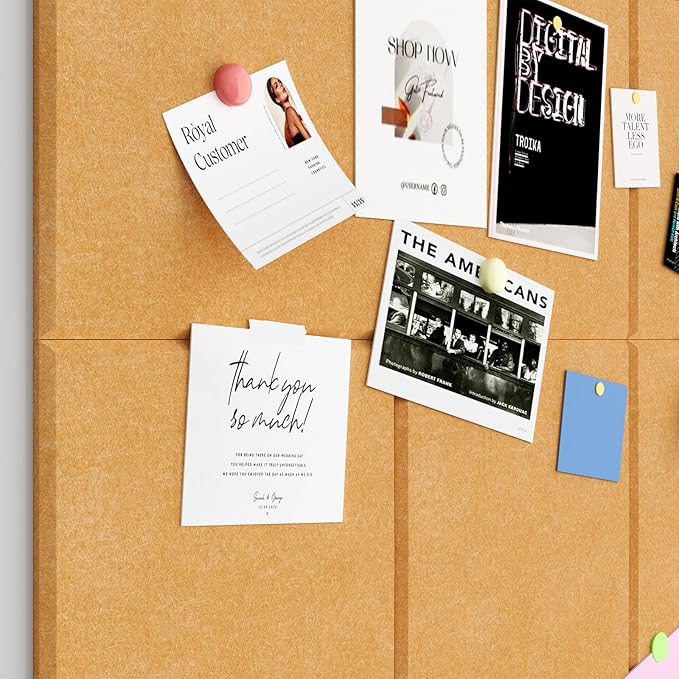 Large Cork Boards for Walls – 48" x 36" Self Adhesive Felt Wall Tiles, Ideal for Office Black Bulletin Board, Easy to Install Pin Board Photo Dart Board Wall Protectors