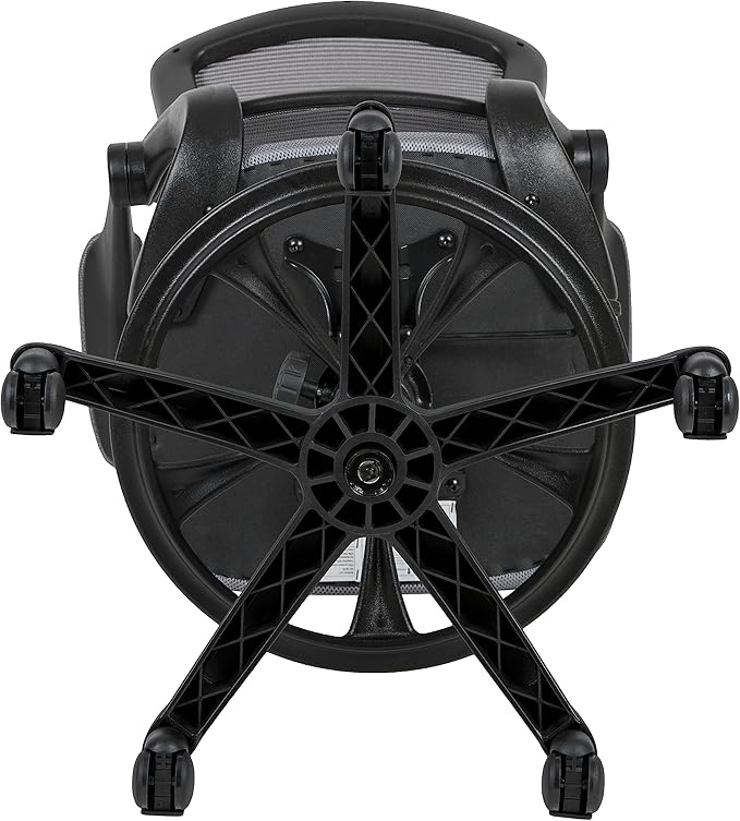 Flash Furniture Kale Mid-Back Swivel Office Chair with Height Adjustable Foot Ring and Lumbar Support, Mesh Executive Chair with Armrests, Dark Gray