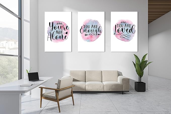 3 Piece Mental Health Canvas Wall Art, Anxiety Therapy Motivational Poster Canvas Print Pictures for Wall, Psychologist Counselor Inspirational Posters Framed Artwork for Classroom 24"x36" x 3 Pcs