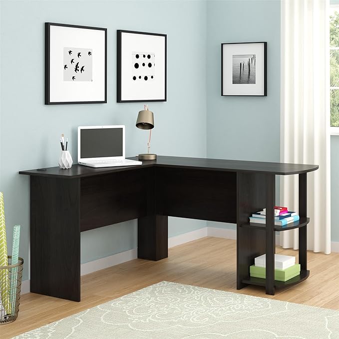 Ameriwood Home Dakota L-Desk with Bookshelves, Espresso
