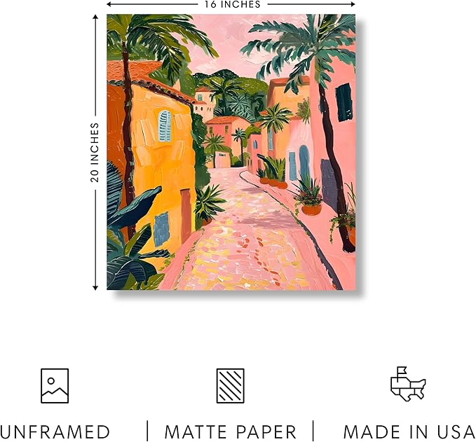 HAUS AND HUES Floral Art Wall Decor - Wildflowers Wall Art for Living Room, Floral Artwork for Bedroom Walls, Flower Painting for College Girls Dorm Room (Palm Tree City, Unframed, 16x20)