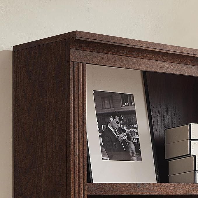 JAHRSTIM Halston Multi-Depth Bookcase, Adjustable Storage Open Display Shelving Unit for Home and Office Space, 31.5”L x 15.75”W x 72.8”H, Dark Cherry