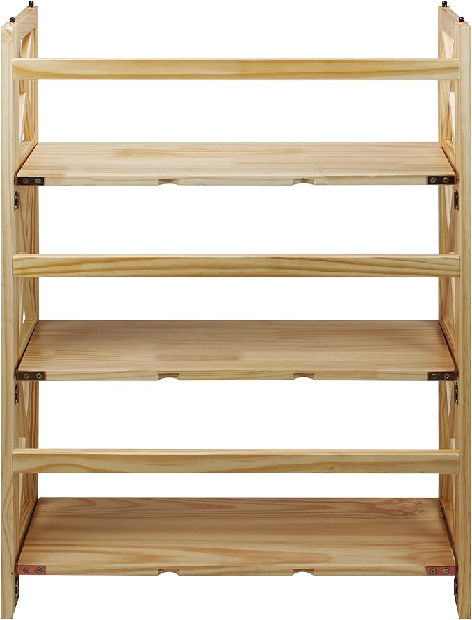 Casual Home Montego 3-Shelf Folding Bookcase, Natural , 27.5" Wide